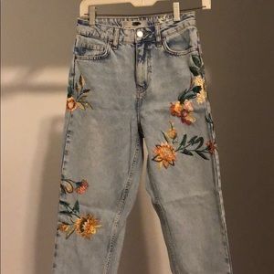 Top shop embroidered mom jeans